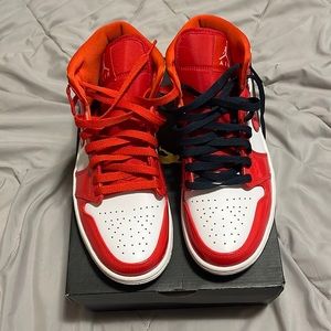 WOMENS Air Jordan 1 Mid Barcelona Sweater Red Patent (Size 8)